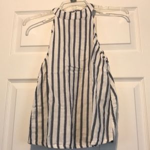 White with blue stripes tank 100% cotton blouse